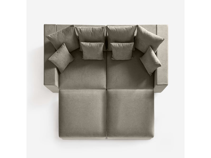  Canapé modulable déhoussable made in italy avec pouf et coussins cortina f - taupe  - Conforama D