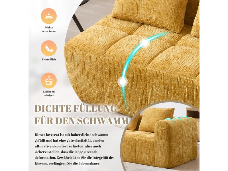 Canapé de salon, canapé moderne : sans montage, jaune, poches latérales - Conforama A