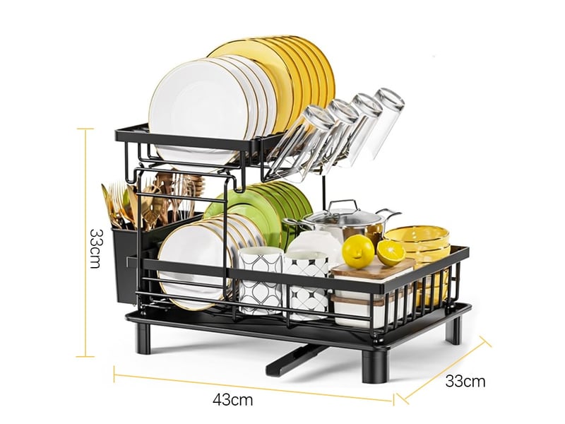  Egoutoire vaisselle cuisine 2 niveaux avec porte-gobelets et porte-ustensiles  - Conforama B