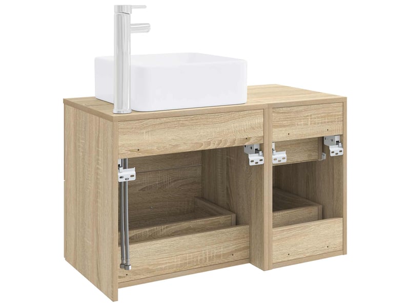 Ensemble de mobilier de salle de bain 2 pcs chêne sonoma shl9580 - Conforama E