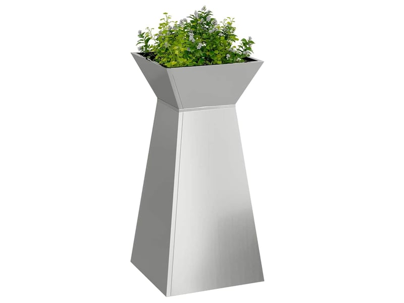Jardinière - bac à fleurs à pilier 2 pcs argenté 35 x 35 x 73 cm - Conforama C