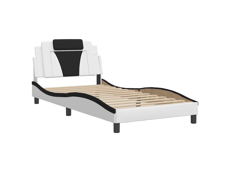  Lit simple- lit adulte -  cadre de lit viana sans matelas blanc et noir 100x200 cm similicuir  - Conforama B