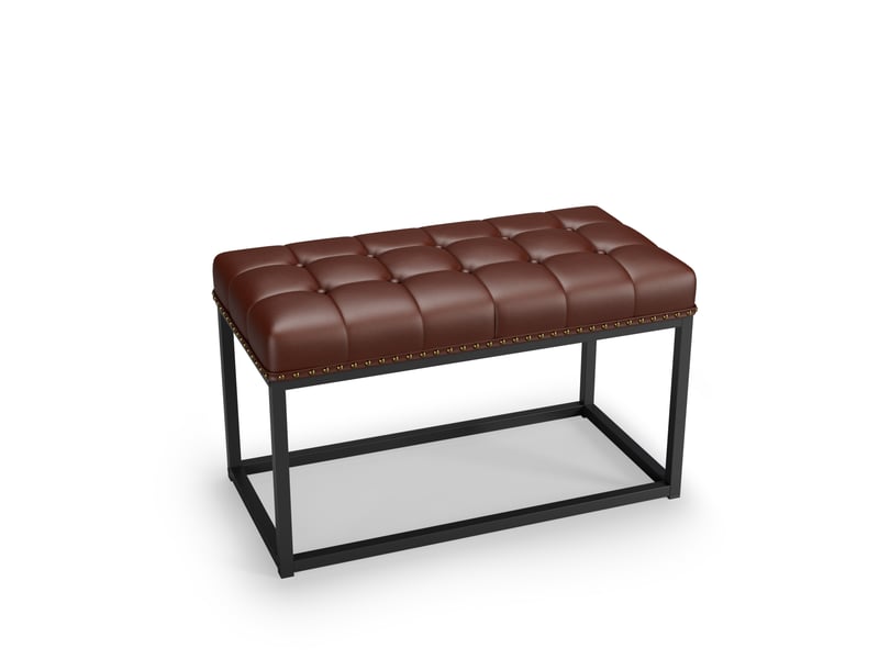  Banc capitonné en similicuir avec structure en métal marron W5289P461021 - Conforama B