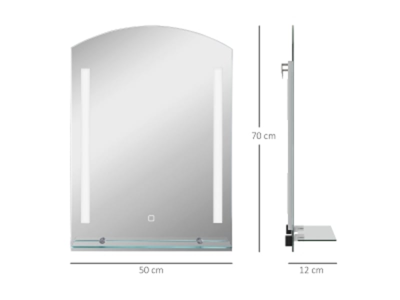  Miroir de salle de bains avec éclairage led, 50 x 70 cm, trois teintes et commande tactile  - Conforama B