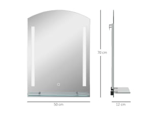 Miroir de salle de bains avec éclairage led, 50 x 70 cm, trois teintes et commande tactile