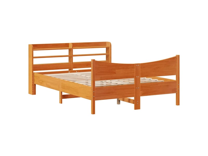  Lit double- lit adulte -  cadre de lit et tête de lit  marron 150x200 cm bois de pin  - Conforama A