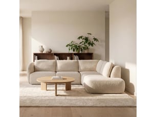 Canapé d'angle modulable en tissu beige - angle droit