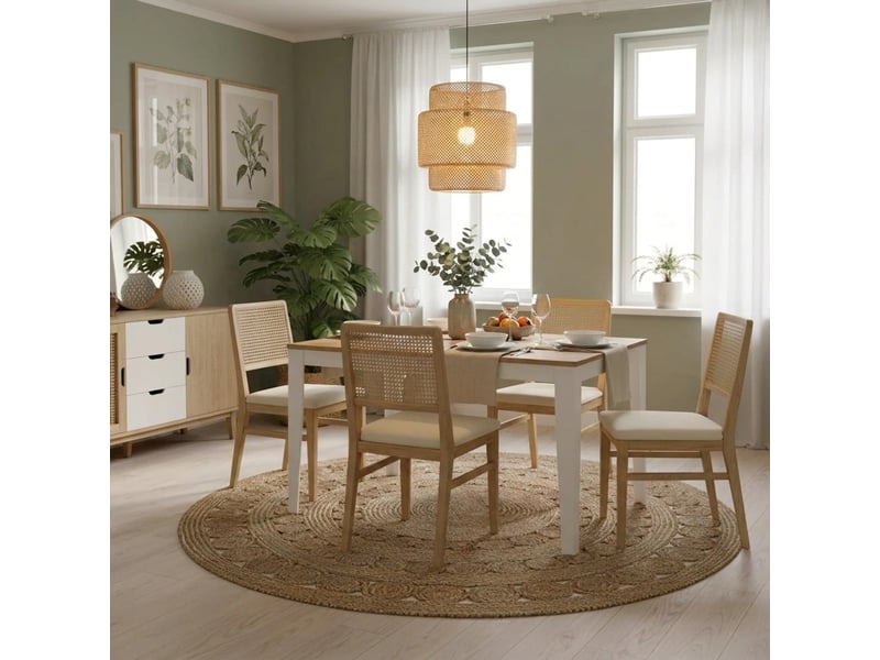  Table extensible en mélaminé avec piètement blanc 130290x80 moon - chêne  - Conforama B