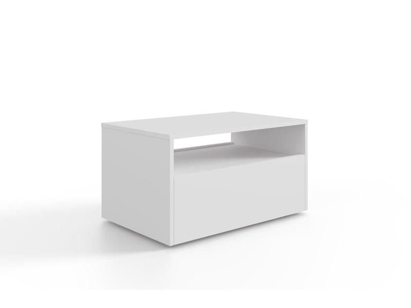  Table basse lino 80 x 50 cm - roulettes et tiroir, blanc LINO/LAW/80x50/B - Conforama A