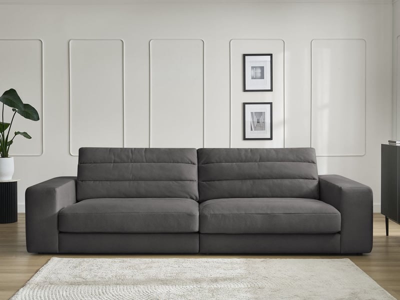  Bobochic canapé droit fixe 3 places sierra velours noir SIERRA - Conforama C