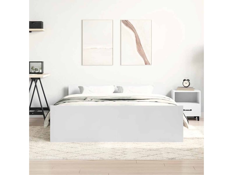  Lit double- lit adulte -  cadre de lit sans matelas blanc 135x190 cm  - Conforama B