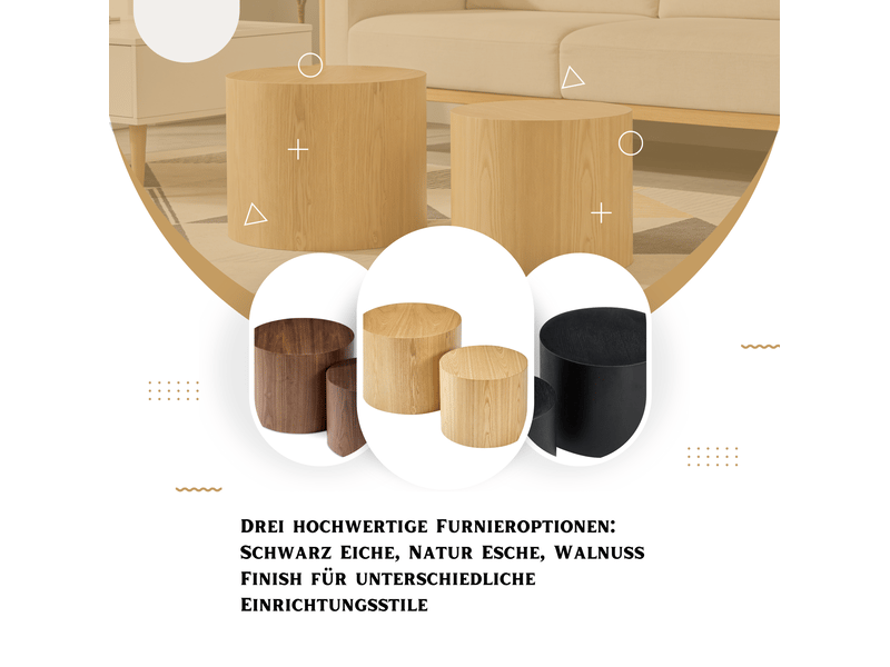  Set de 2 tables basses rondes gigognes – mdf naturel – ø4838 cm  - Conforama E