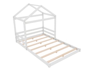 Lit cabane 140x200 cm LUHOMFU coloris blanc