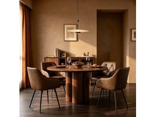 Lot de 2 chaises de salle à manger avec accoudoirs, dossier ergonomique et patins réglables en similicuir marron foncé