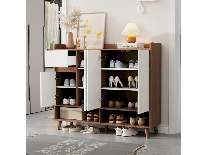  Meuble de rangement blancbois 120 cm - 4 portes, 1 tiroir, rangement modulable - idéal séjour  - Conforama E