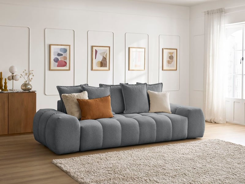  Bobochic canapé droit fixe 3 places everest tissu chiné gris foncé EVEREST - Conforama B