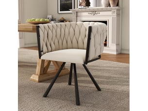 Lot de 6 chaises de salle à manger pivotantes en velours beige