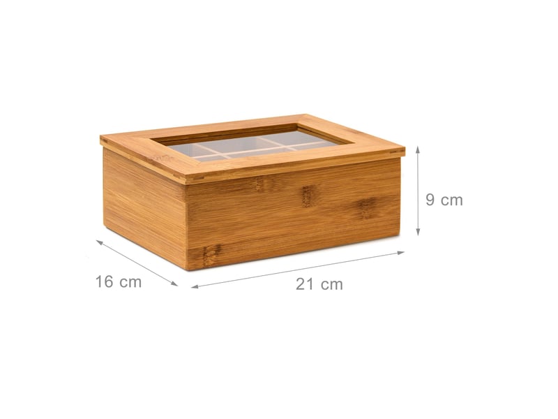  Boîte à thé décorative rangement 9 x 28 x 16 cm ambiance rustique en bambou laqué 13_0005173  - Conforama C