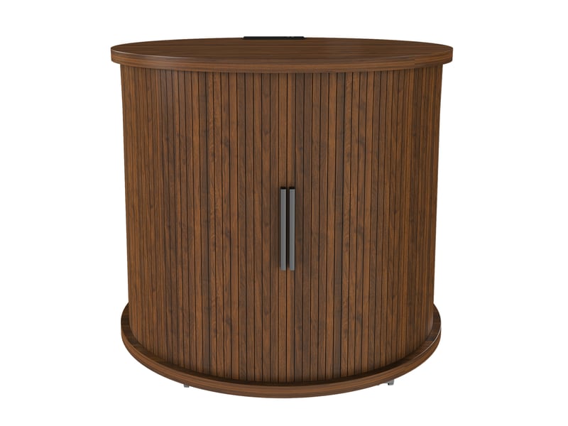 Table de chevet ronde avec prise et 2 usb 60x60x60 cm mdf finition noyer - Conforama A
