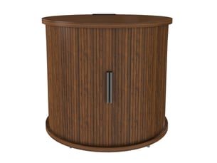Table de chevet ronde avec prise et 2 usb 60x60x60 cm mdf finition noyer