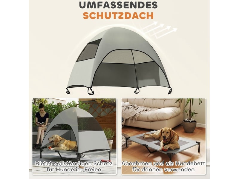  Lit surélevé extérieur avec toit 106 x 76 x 99 cm – gris clair – aéré et portable pour grands animaux  - Conforama D