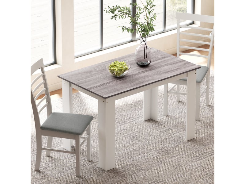  Table à manger table de cuisine moderne avec grand plateau 4-6 personnes en panneau de particules gris 120x69x75cm  - Conforama D
