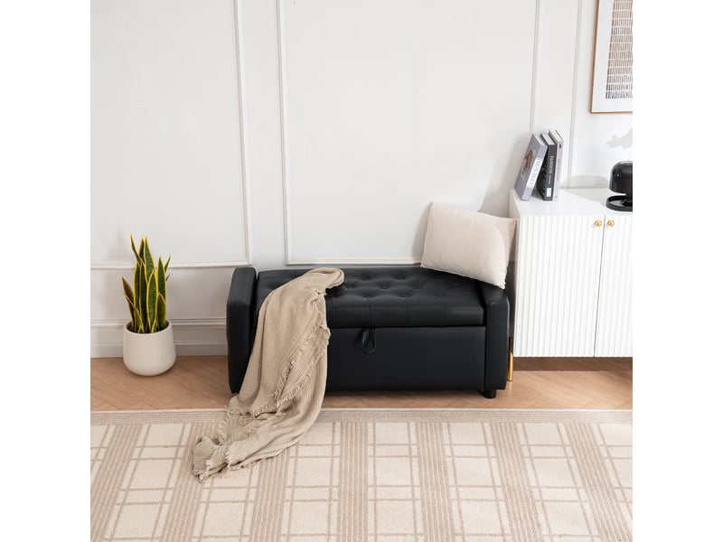  Pouf repose-pieds, 122x45x47 cm, rangement intégré, noir cao-W3498P511608-conf-NEW - Conforama D