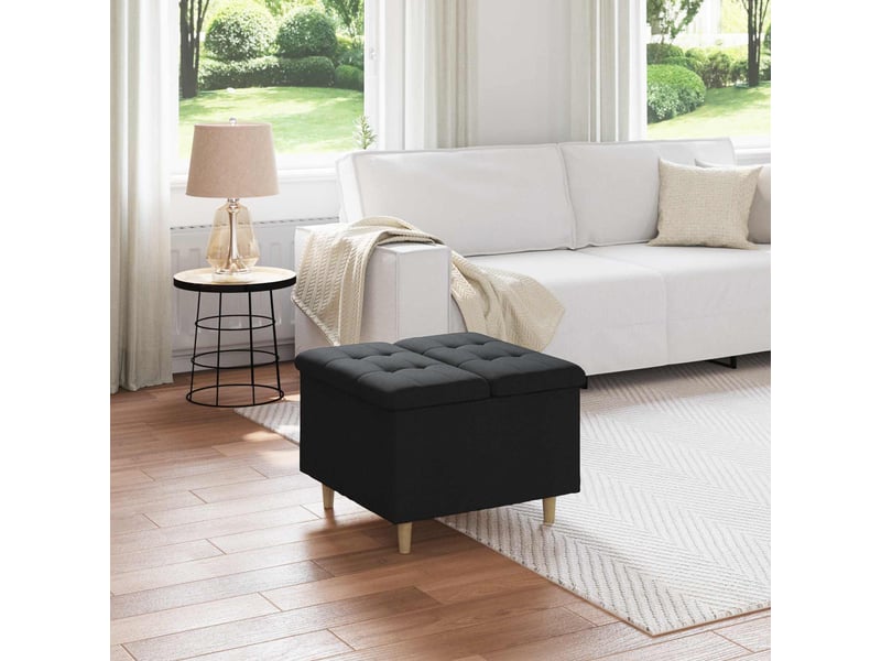Ottoman, repose pied salon avec rangement noir 60x60x45 cm tissu - Conforama B
