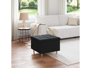 Ottoman, repose pied salon avec rangement noir 60x60x45 cm tissu