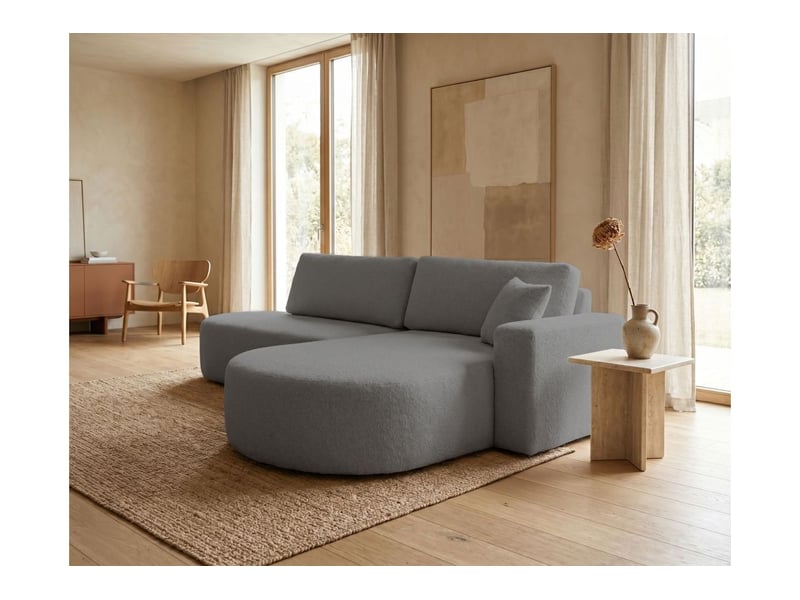 Canapé d'angle max réversible et convertible kiara 5 places en tissu bouclette - gris foncé KIARA - Conforama B