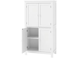 Meuble salle de bain 4 portes 2 étagères 60 x 30 x 110 cm blanc
