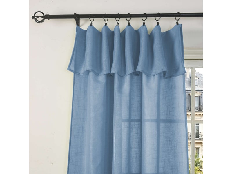  Lot de 2 voilages ajustables + 8 anneaux pince 140 x 270 cm evasion polyester effet lin  - Conforama C