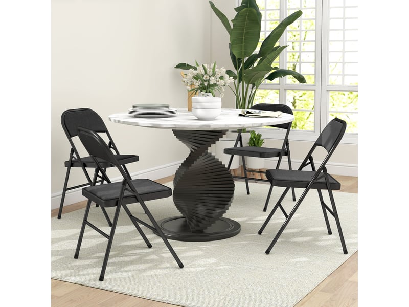  Lot de 4 chaises pliantes chaises de salle à manger portables cadre en acier 45 x 46 x 78 cm noir  - Conforama C
