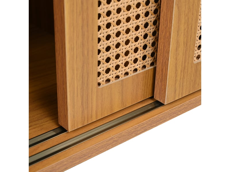  Buffet de cuisine 100x90x37 cm, meuble de rangement compact avec 2 portes coulissantes et étagères réglables, idéal salon et cuisine  - Conforama R