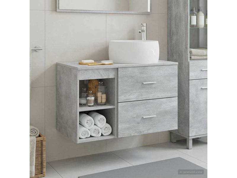  Ensemble de mobilier de salle de bain 2 pcs gris béton shl4156  - Conforama B