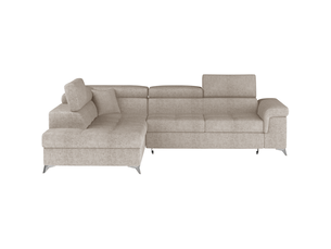 Canapé d'angle gauche fixe MEUBLORAMA 4 places Polyester beige avec coffre de rangement