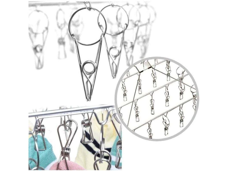  Cintre suspendu 36 pinces inox coupe-vent, séchage chaussettes, sous-vêtements et serviettes  - Conforama C