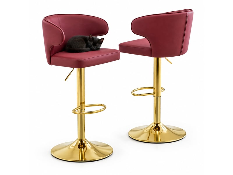  Tabourets de bar lot de 2 pivotants réglables - lpospi - dossier ergonomique, repose-pieds, pu - rouge  - Conforama A