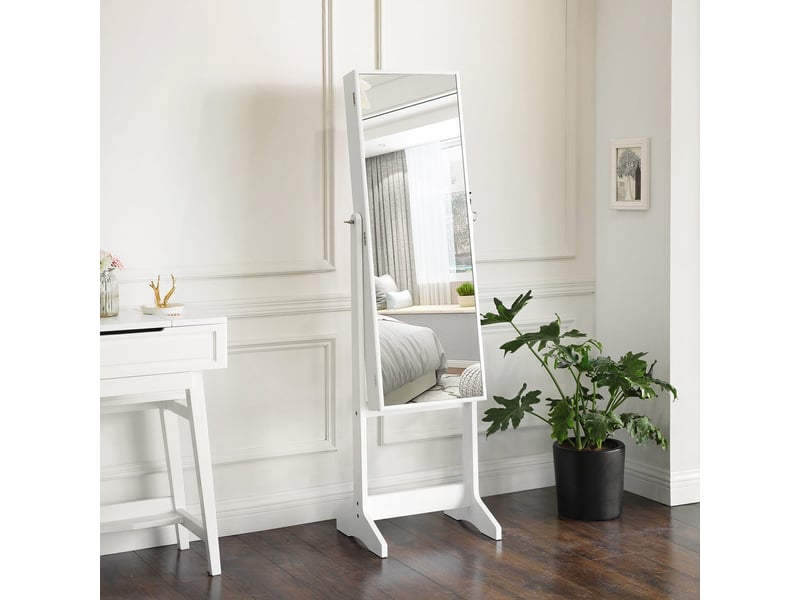  Psyché armoire à bijoux sur pied blanche avec serrure  - Conforama E