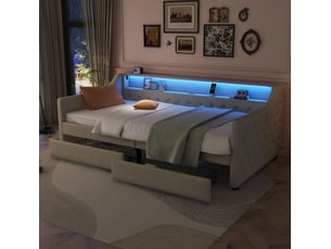 Lit banquette 90x200 cm VIVRYN coloris beige