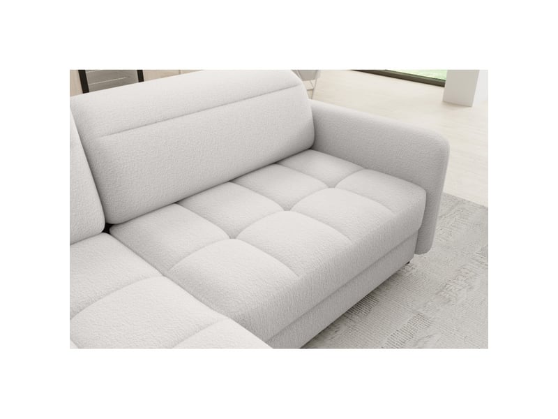  Canapé d'angle gauche convertible barnea 208 cm blanc avec rangement  - Conforama D