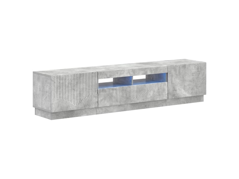  Meuble tv - banc tv - meuble de rangement led hoorn 3 pcs gris béton bois d'ingénierie  - Conforama A