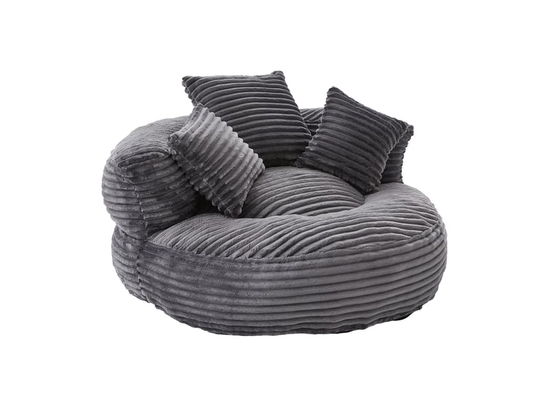  Fauteuil inclinable - à dossier haut - avec 3 coussins - résistant et confortable - velours côtelé - gris foncé  - Conforama A