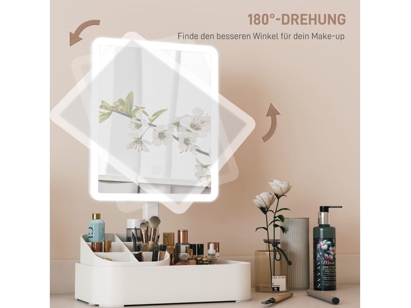  Miroir de maquillage 22x13,8x38 cm led rechargeable blanc  - Conforama D
