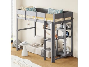 Lit mezzanine 90x200 cm MEUBLIV coloris gris