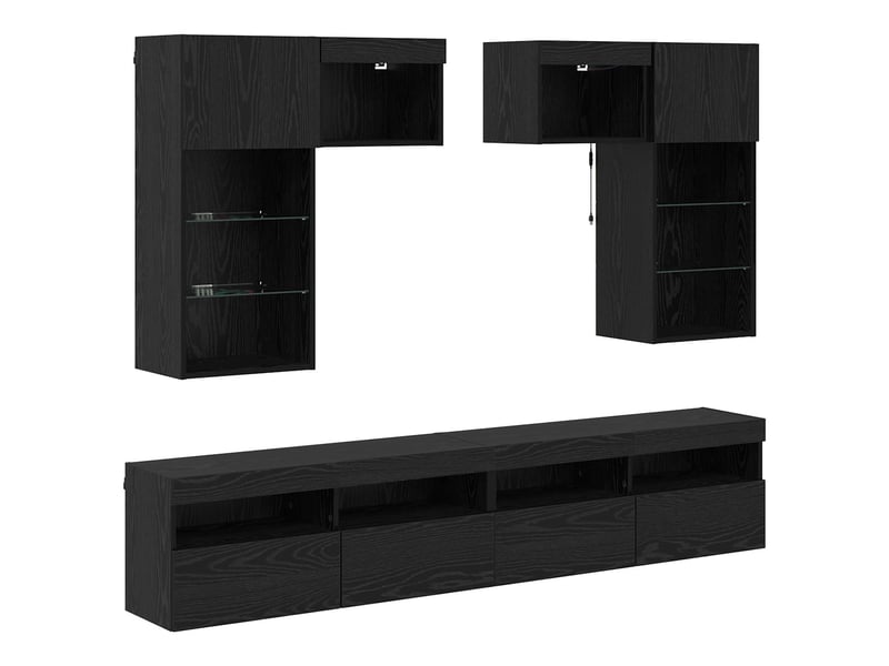  Lot de 6 meuble tv mural, meuble tv suspendu chêne artisanal bois d'ingénierie shl68908  - Conforama A