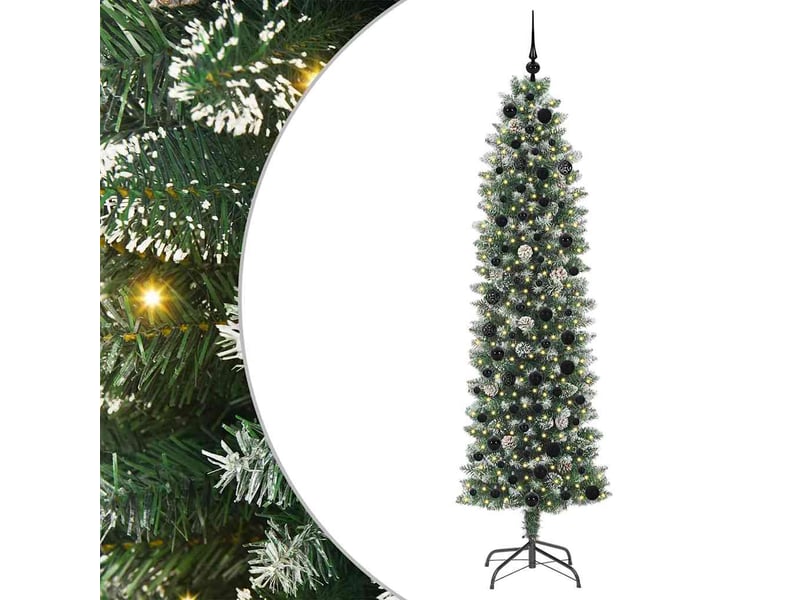  Sapin de noël, arbre de noël artificiel slim vert et blanc 210 cm shl8651  - Conforama A