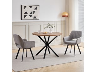 Lot de 2 chaises de salle à manger pivoter à 360° - cuisine, salon - avec dossier ajouré - lin - pieds en métal - gris clair