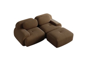 Canapé d'angle modulaire modenvie 2 places sans cadre en velours côtelé marron 208 x 178 x 70 cm