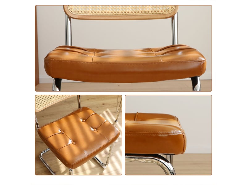  Lot de chaises 2 chaises similicuir pieds chromés style mid-century moderne design breuer assise rembourrée  - Conforama D